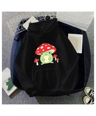 hoodies for teen girls Womens Cute Frog Sweatshirt Kawaii Mushroom Hoodie For Teen Girls Clothes Hoodie Black $9.67 Hoodies &...