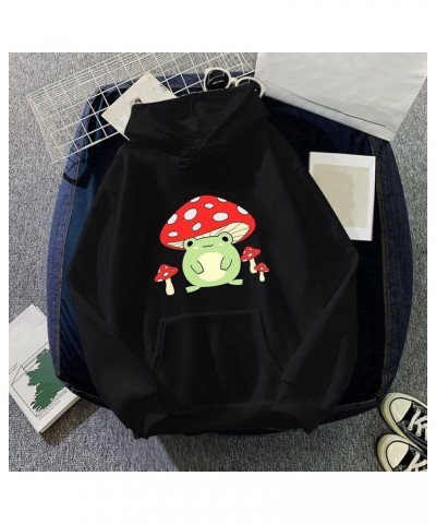 hoodies for teen girls Womens Cute Frog Sweatshirt Kawaii Mushroom Hoodie For Teen Girls Clothes Hoodie Black $9.67 Hoodies &...