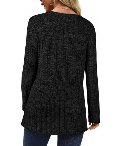 Sweaters for Women Long Sleeve Crewneck Side Split Hem Tunic Tops Black $9.89 Sweaters