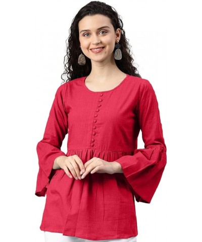 Women's Tunic Top Bell Sleeves Summer Girls Casual Top for Mother's Day Pink $9.92 Tops