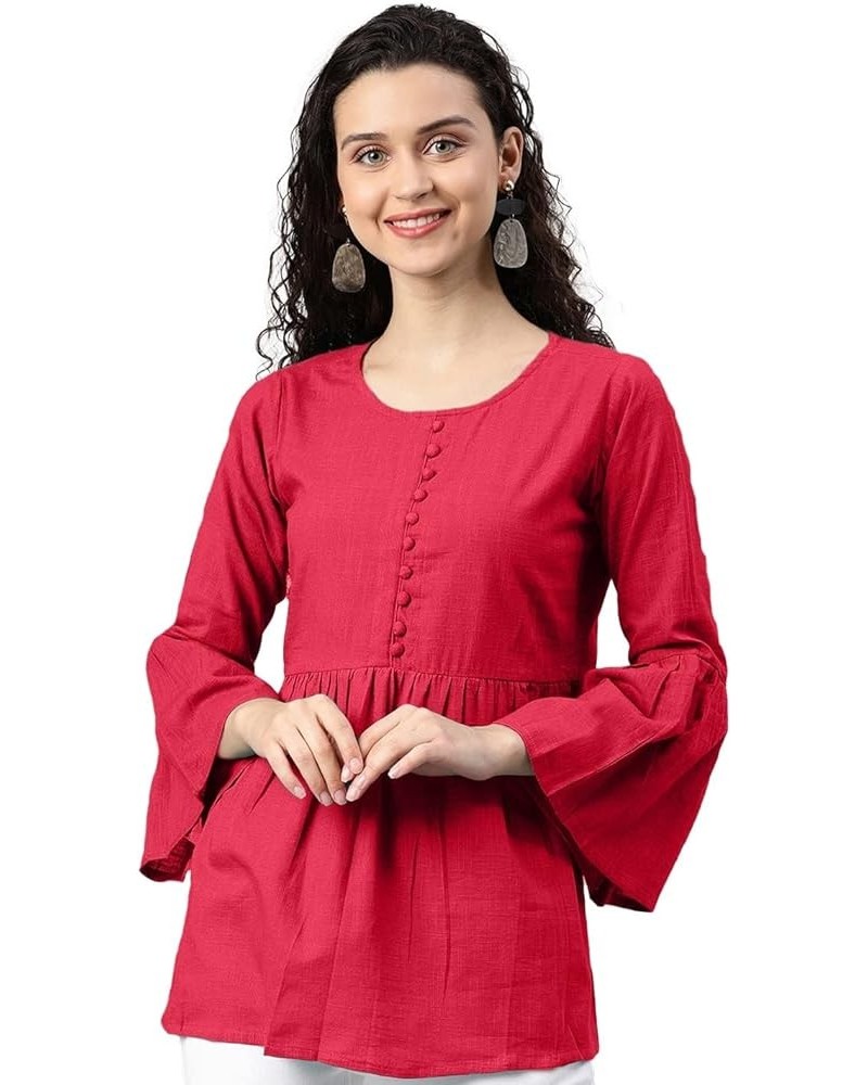 Women's Tunic Top Bell Sleeves Summer Girls Casual Top for Mother's Day Pink $9.92 Tops