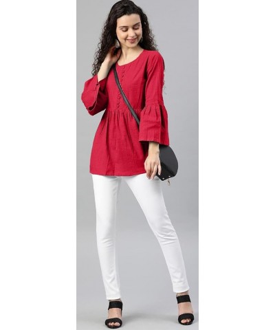 Women's Tunic Top Bell Sleeves Summer Girls Casual Top for Mother's Day Pink $9.92 Tops