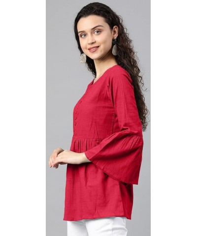 Women's Tunic Top Bell Sleeves Summer Girls Casual Top for Mother's Day Pink $9.92 Tops