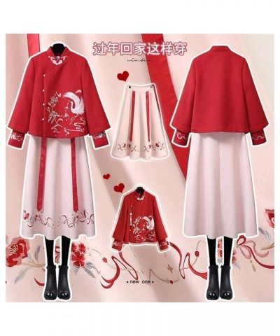 Chinese Embroidery Thin Coat Women's Coat Woolen Spring Cheongsam Hanfu Skirt (Color : Auburn, Size : L 50kg-57kg) XXL 60kg-6...