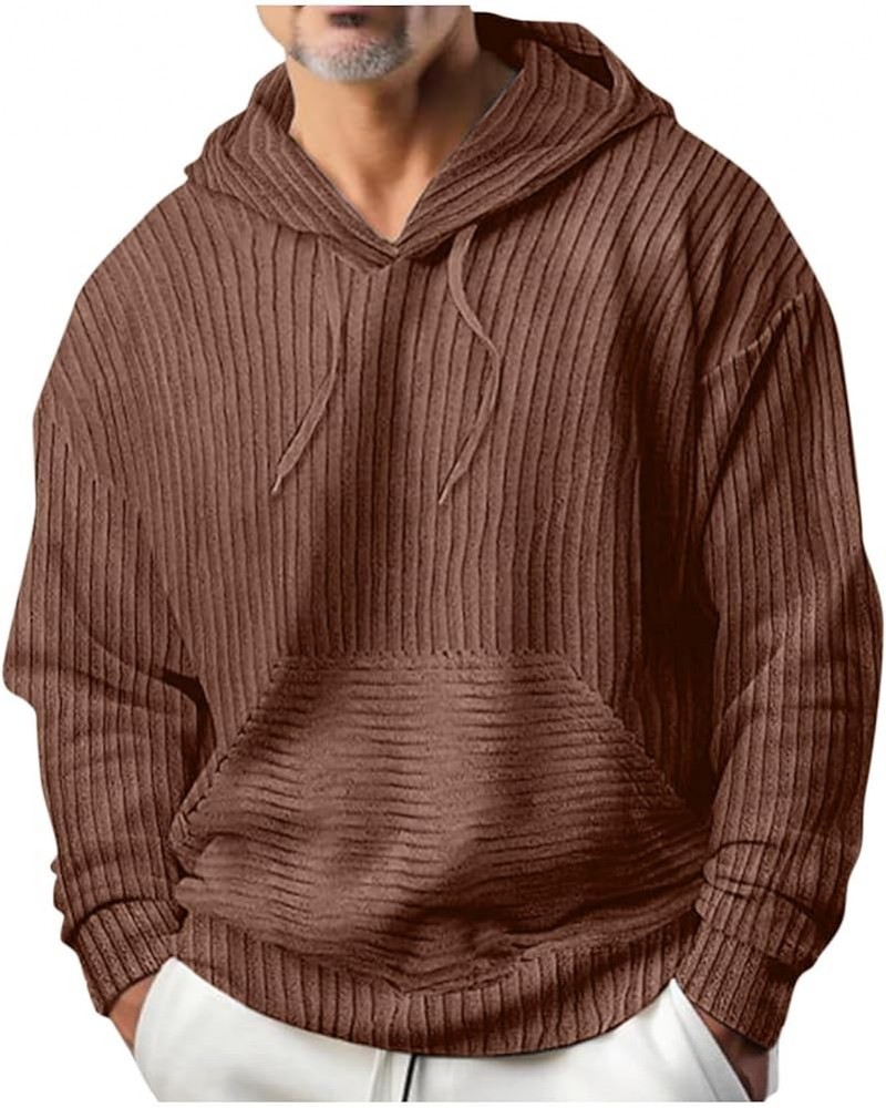 Quarter Zip Pullover Men Hoodies Men's Loose Fit Midweight Sweatshirt Men's Fleece Pullover Hoodie Sweatshirts 08-brown $18.5...