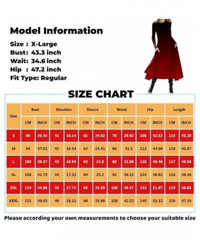 Maxi Dress for Women, Irregular Long Sleeve Plus Size Dresses Crew Neck Casual Flowy Outfits Pattern Printing Dress 07-blue $...