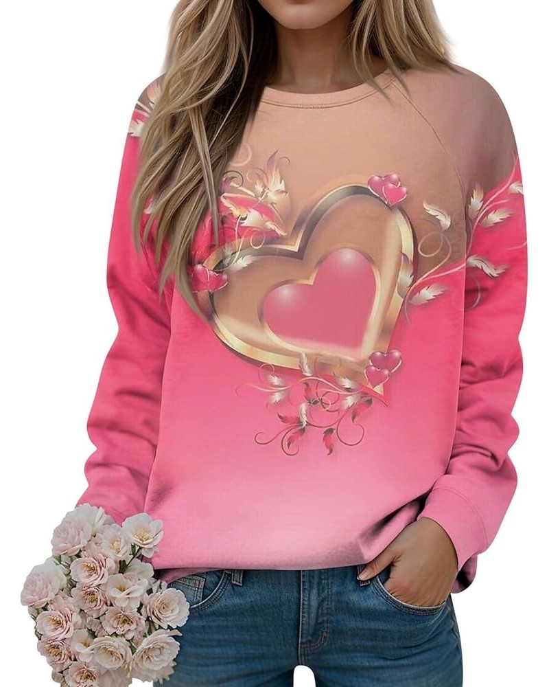 Sweatshirt for Women Valentines Day Gifts for Her Cute Heart-Shaped Print Tops Crewneck Long Sleeve Pullover $9.51 Others