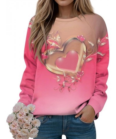 Sweatshirt for Women Valentines Day Gifts for Her Cute Heart-Shaped Print Tops Crewneck Long Sleeve Pullover $9.51 Others