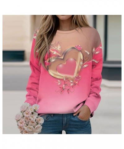 Sweatshirt for Women Valentines Day Gifts for Her Cute Heart-Shaped Print Tops Crewneck Long Sleeve Pullover $9.51 Others