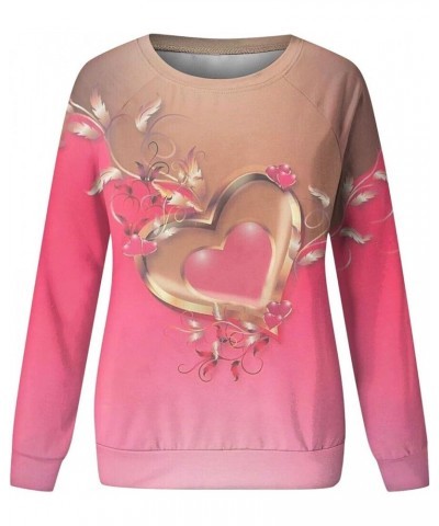 Sweatshirt for Women Valentines Day Gifts for Her Cute Heart-Shaped Print Tops Crewneck Long Sleeve Pullover $9.51 Others