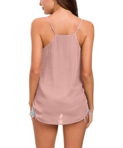 Womens V Neck Spaghetti Strap Tank Tops Dressy Casual Camisole Blouses Sleeveless Loose Cami Basic Tank Shirt Dusty Pink $12....