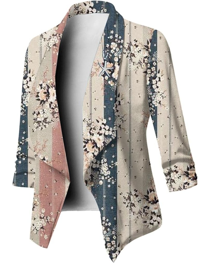 2024 Floral Print Blazer Jackets for Women Casual Open Front Cardigan Blazers Lightweight Fall Trendy Petite Coats Khaki $11....