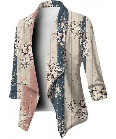 2024 Floral Print Blazer Jackets for Women Casual Open Front Cardigan Blazers Lightweight Fall Trendy Petite Coats Khaki $11....