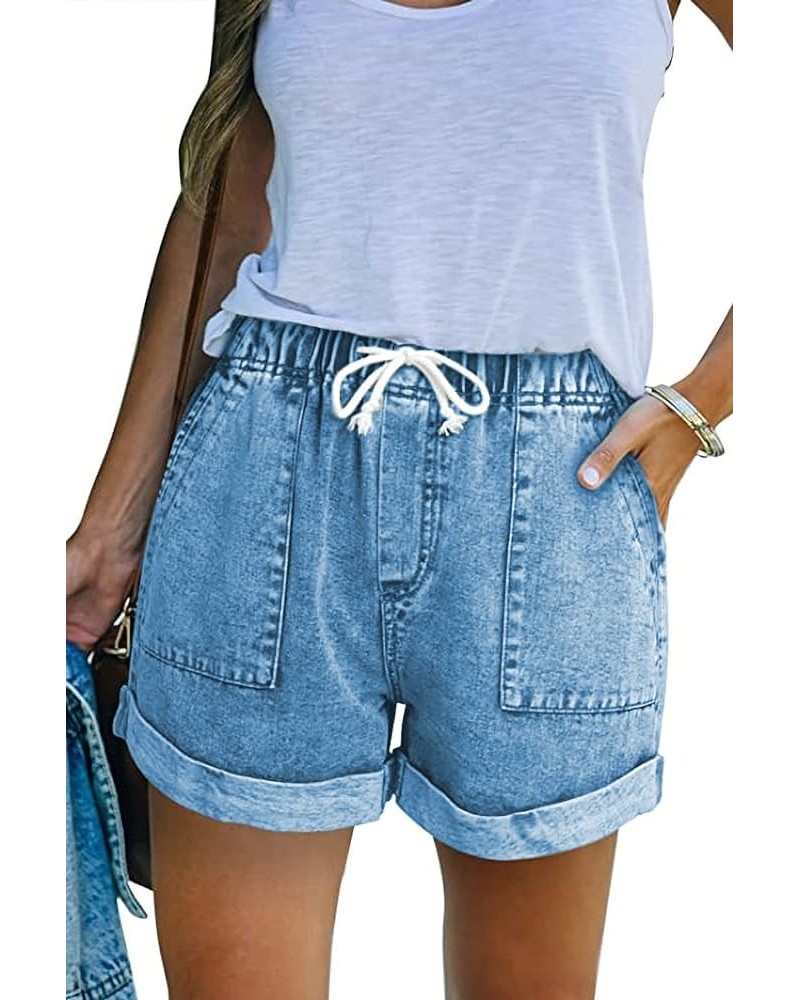 Summer Lounge Shorts for Women Fashion Linen Wide Leg Flowy Comfy Pants 7-blue $19.46 Sleep & Lounge