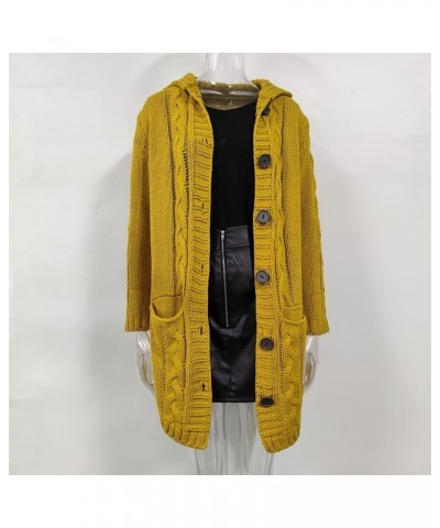 Womens Long Cardigan Open Front Duster Sweater Long Sleeve Chunky Cable Knit Plus Size Hooded Coatigan for Women 08yellow $29...