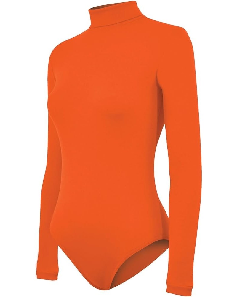 Stretch Nylon Turtleneck Bodysuit Orange $11.01 Tops