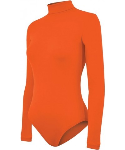 Stretch Nylon Turtleneck Bodysuit Orange $11.01 Tops