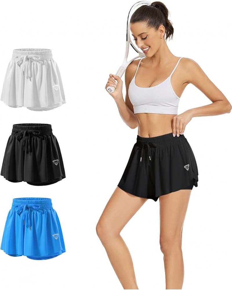 Flowy Butterfly Shorts for Women Athletic Skirt Shorts Girls Preppy Kiki Kona Shorts Z White/Blue/Black $7.94 Activewear