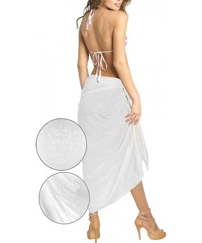 Women's Cover Up Vacation Summer Beachwear Party Pareos Cover Ups Swimwear Bikinis Skirt Sarong Beach Pareo Cover-Up White, S...