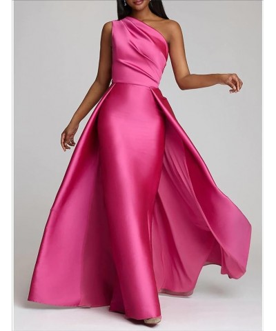 One Shoulder Satin Prom Dresses for Women 2024 Long A-Line Ball Gown Formal Dresses with Overskirt MR08 Silver $39.91 Dresses