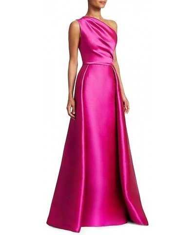 One Shoulder Satin Prom Dresses for Women 2024 Long A-Line Ball Gown Formal Dresses with Overskirt MR08 Silver $39.91 Dresses