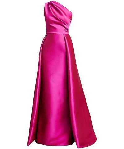 One Shoulder Satin Prom Dresses for Women 2024 Long A-Line Ball Gown Formal Dresses with Overskirt MR08 Silver $39.91 Dresses