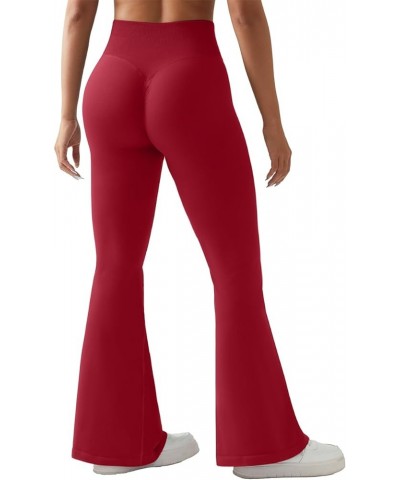 Women Seamless Butt Lifting Flare Leggings High Waisted Yoga Pants 31 inches 31" Red $12.74 Activewear