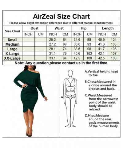 Women's Sexy One Shoulder Ruched Dresses Long Sleeve HIPS-Wrapped Bodycon Party Midi Dress B0 Green $11.50 Dresses