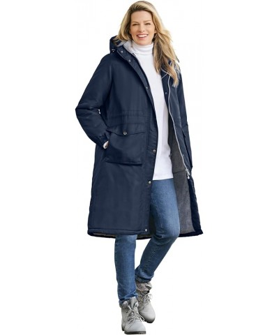 Women's Plus Size Long Microfiber Parka Navy $46.33 Jackets