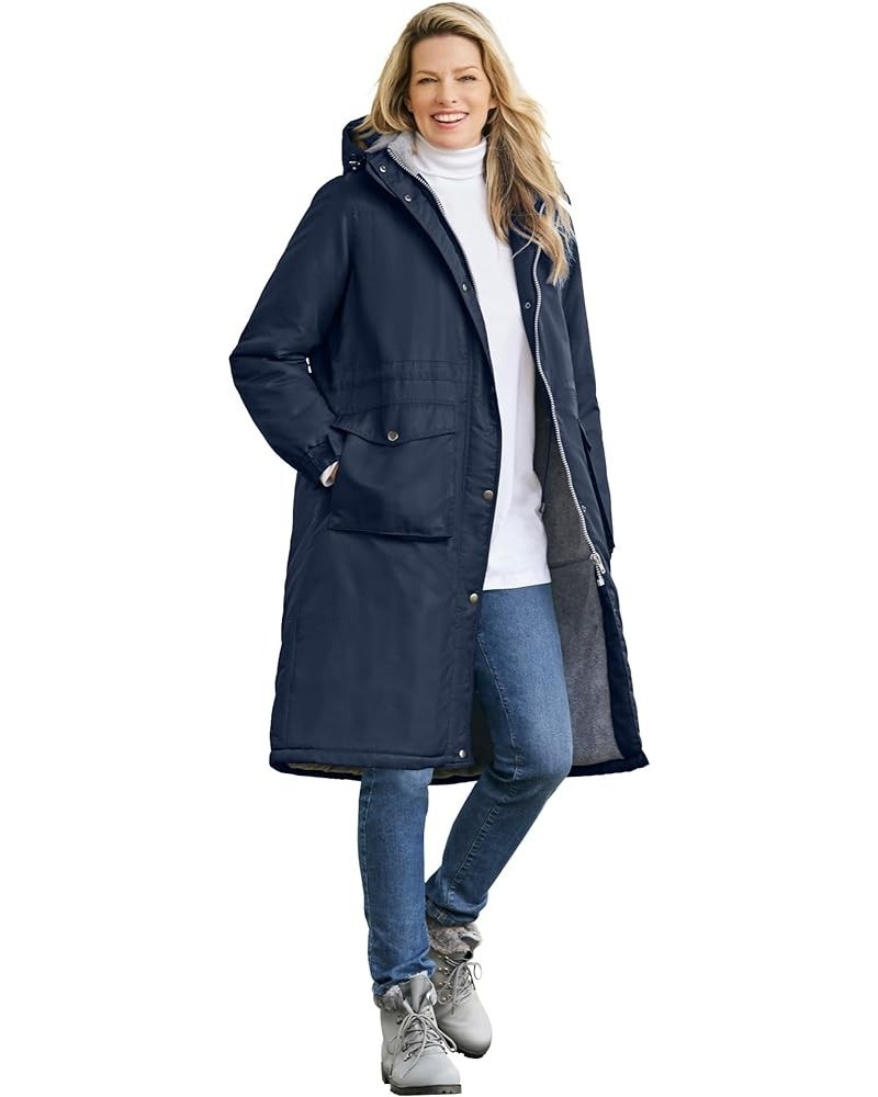 Women's Plus Size Long Microfiber Parka Navy $46.33 Jackets