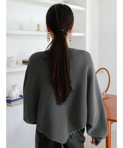 Women's Criss Cross Boat Neck Long Sleeve Crop Sweater Solid Casual Plain Sweater Coat Dark Grey $27.72 Sweaters