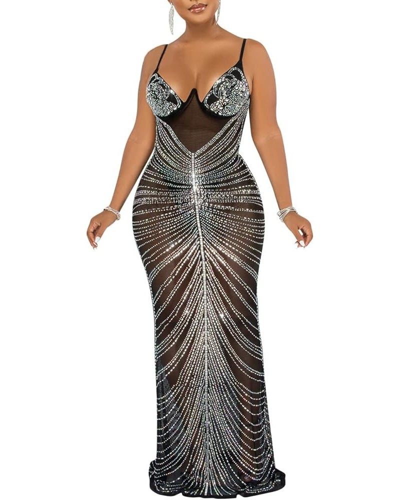 Women Sexy Hot Drilling Bodycon Dresses Glitter Sequin Elegant Dress Party Club Night Dress Z3 Black $27.95 Dresses