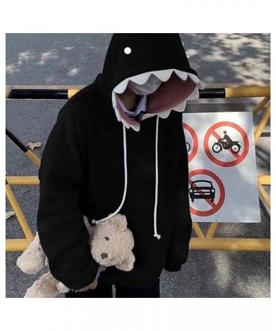 Women Cute Shark Hoodie Long Sleeve Zip Up Jacket Blue Kawaii Animal Shark Shape Hooded Pullover Sweatshirts E Girl 90s Top M...