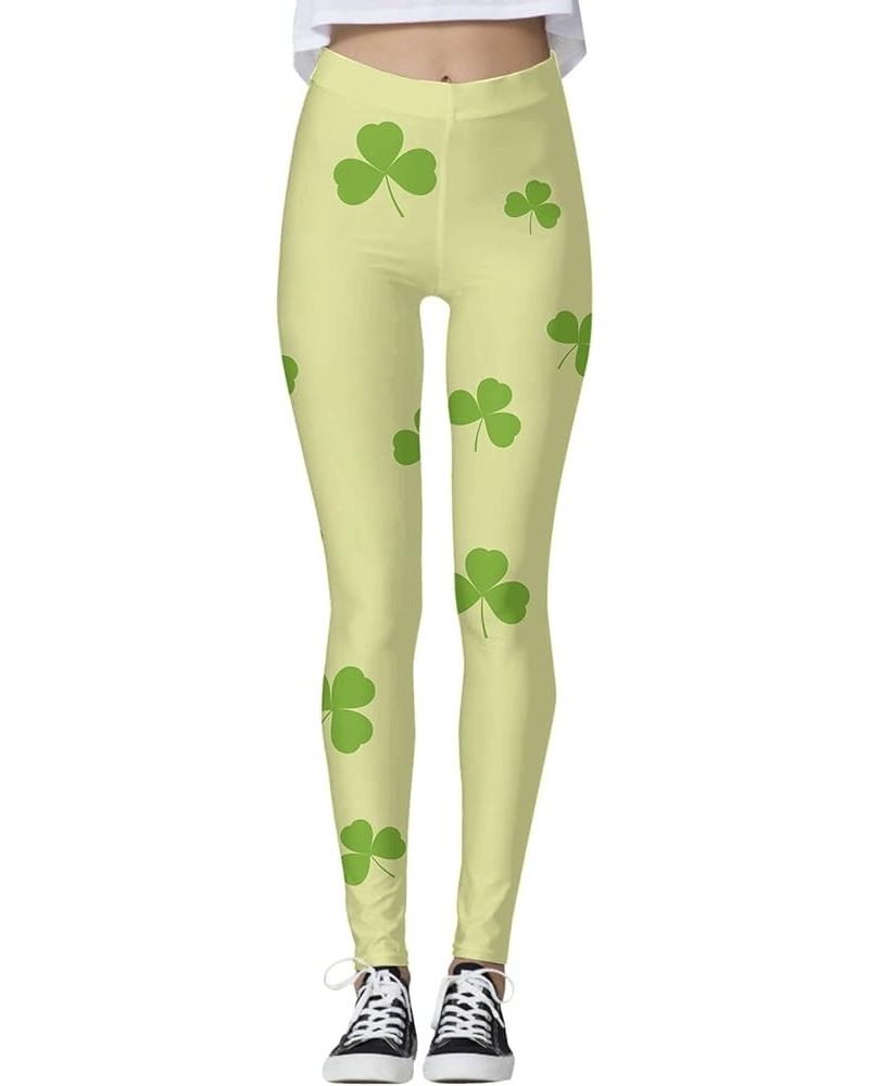 St Patricks Day Leggings for Women Stretchy Pants Green Shamrock Green Festival Rave Pants Tights Leprechauns Leggings A3-bei...