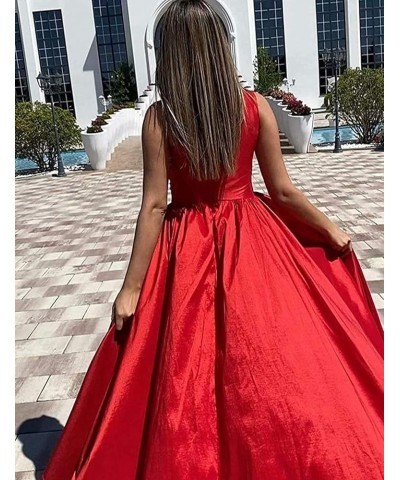 Women's One Shoulder Satin Prom Dresses Long Ball Gown High Slit Ruched Evening Formal Dress with Pockets Lilac $34.50 Dresses