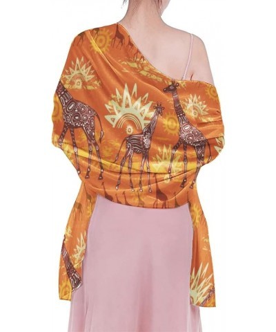 Women's Sarong Cover Ups Long Beach Kimono Bikini Wraps Boho Beachwear Group of Giraffes on Sunset Background (2) $11.03 Swim...