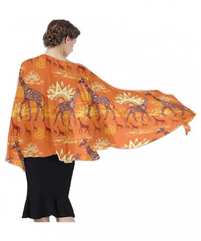 Women's Sarong Cover Ups Long Beach Kimono Bikini Wraps Boho Beachwear Group of Giraffes on Sunset Background (2) $11.03 Swim...