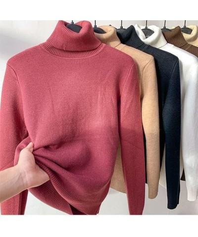 Winter Fleece Thick Knitted Bottoming Shirt, Casual Thick Turtleneck High Neck Sweater Soft Thermal for Women Dark Brown XXL(...