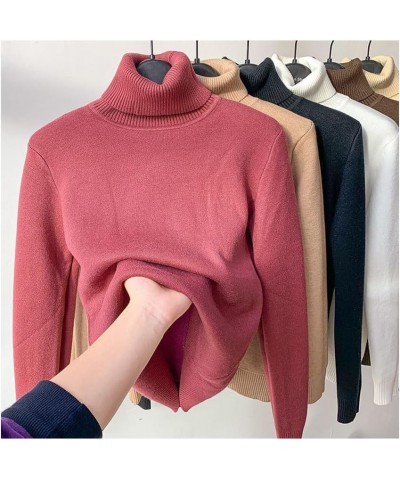 Winter Fleece Thick Knitted Bottoming Shirt, Casual Thick Turtleneck High Neck Sweater Soft Thermal for Women Dark Brown XXL(...