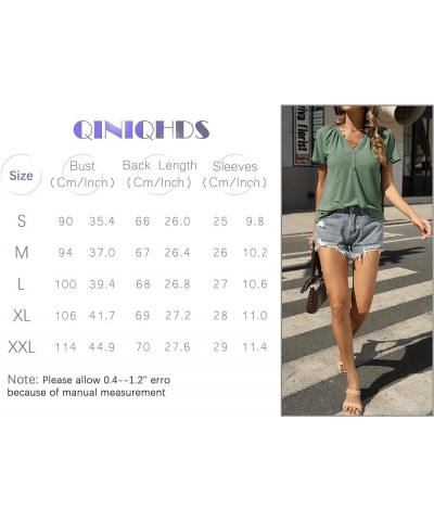 Womens Summer Tops Short Sleeve Henley Shirts Casual Button Up V Neck Blouses Ribbed Tunic T Shirt 1-green $9.53 Tops