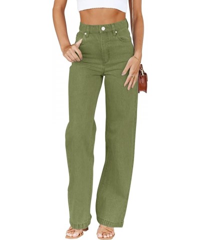 Womens Jeans Mid Waisted Straight Leg Loose Stretchy Lightweight Tummy Control Trendy Jeans for Women 2023 Army Green $28.55 ...