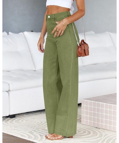 Womens Jeans Mid Waisted Straight Leg Loose Stretchy Lightweight Tummy Control Trendy Jeans for Women 2023 Army Green $28.55 ...