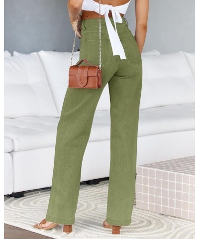 Womens Jeans Mid Waisted Straight Leg Loose Stretchy Lightweight Tummy Control Trendy Jeans for Women 2023 Army Green $28.55 ...