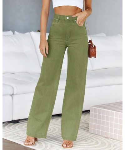 Womens Jeans Mid Waisted Straight Leg Loose Stretchy Lightweight Tummy Control Trendy Jeans for Women 2023 Army Green $28.55 ...