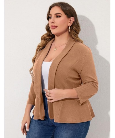 Women Plus Size Casual Blazer Open Front Long Sleeve Work Office Cardigan Jackets Dark Khaki $22.78 Blazers