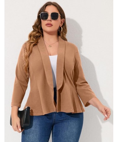 Women Plus Size Casual Blazer Open Front Long Sleeve Work Office Cardigan Jackets Dark Khaki $22.78 Blazers