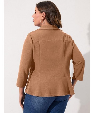 Women Plus Size Casual Blazer Open Front Long Sleeve Work Office Cardigan Jackets Dark Khaki $22.78 Blazers