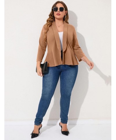 Women Plus Size Casual Blazer Open Front Long Sleeve Work Office Cardigan Jackets Dark Khaki $22.78 Blazers