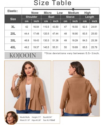 Women Plus Size Casual Blazer Open Front Long Sleeve Work Office Cardigan Jackets Dark Khaki $22.78 Blazers