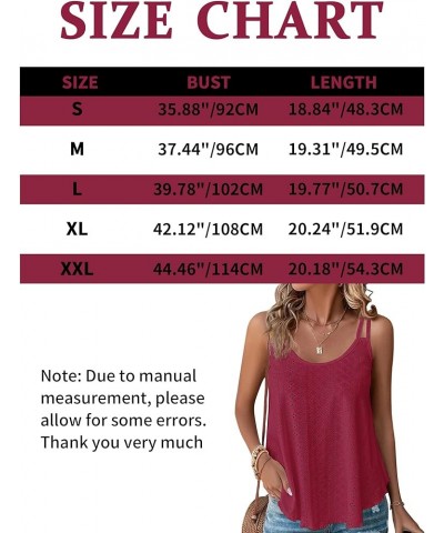 2 Pack Women's Tank Tops Eyelet Embroidery Sleeveless Spaghetti Strap Tops Scoop Neck Loose Fit Casual Flowy Cami Navy Blue&w...